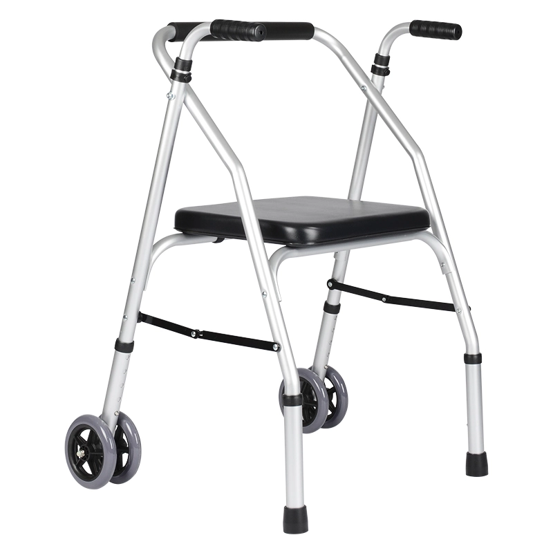 Viện trợ đi bộ bánh xe kép với chỗ ngồi